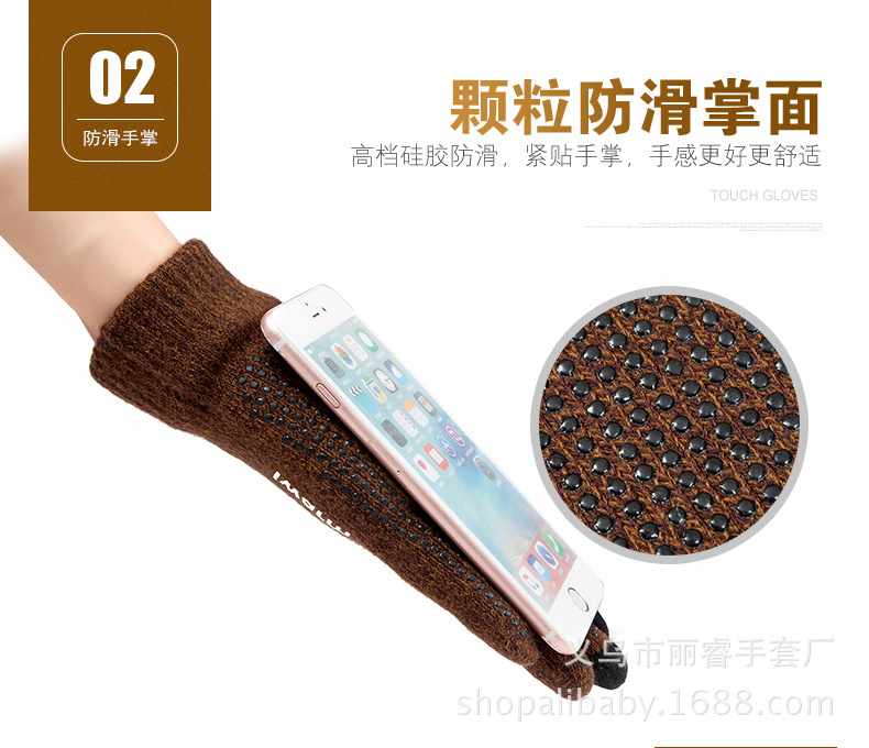 Đôi mới ấm đôi dệt kim mùa đông găng tay dày cộng với nhung chống trượt màn hình cảm ứng nhà sản xuất khuyến mãi một đôi găng tay chống nắng thể thao