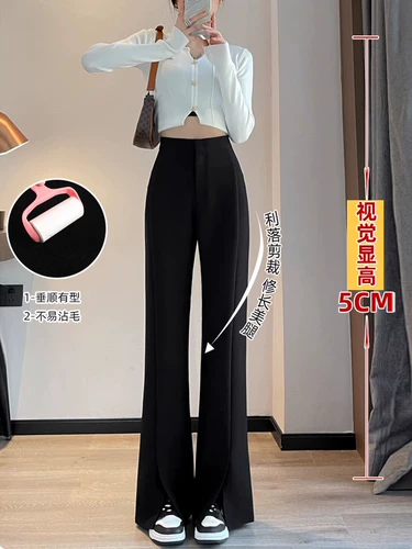 Черный костюм, небольшие штаны, штаны-клёш, новая коллекция, высокая талия