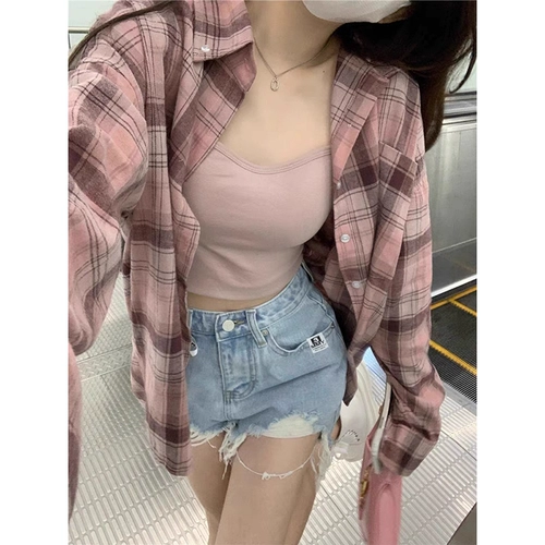 Розовая летняя рубашка, дизайнерская куртка, французский стиль, оверсайз, свободный крой