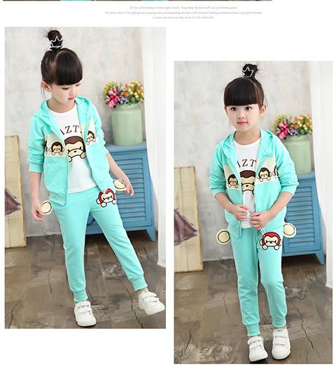 Áo len nữ mùa thu cotton ba mảnh 2018 mới cho bé sơ sinh 3-5-6-7-8 tuổi quan ao tre em thu dong
