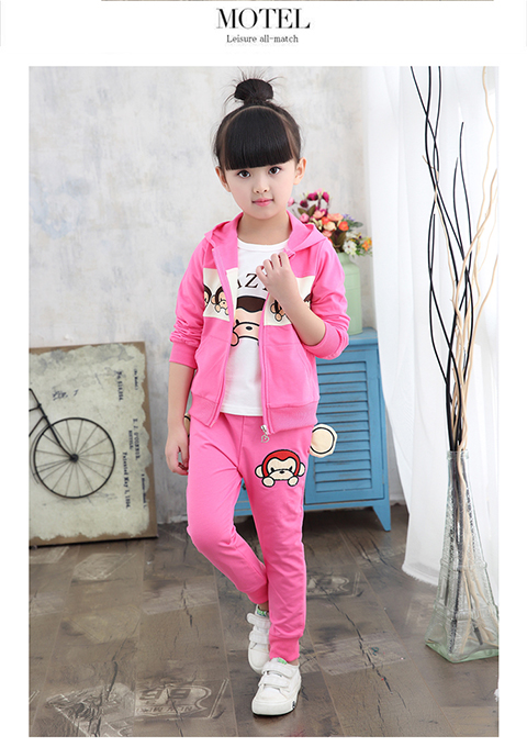 Áo len nữ mùa thu cotton ba mảnh 2018 mới cho bé sơ sinh 3-5-6-7-8 tuổi quan ao tre em thu dong
