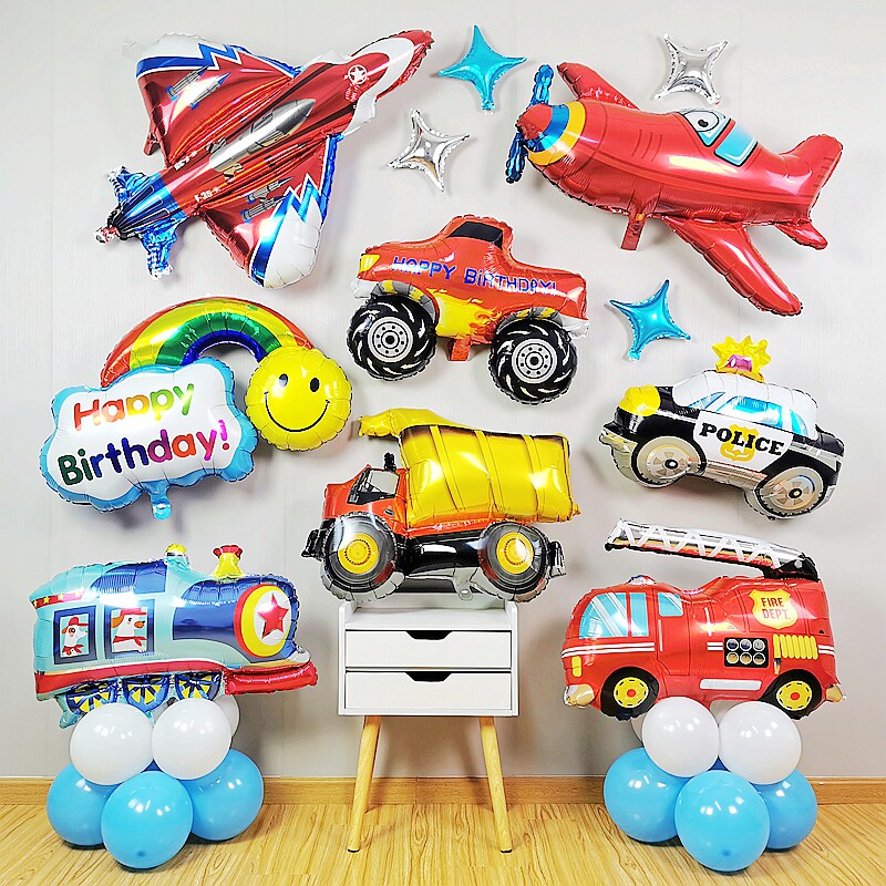 Boy Baby Birthday Party Cartoon Airplane Aluminum Film Balloon Balloon 100 Days Party Creative Decoration Background Layout