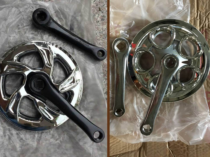 36T single disc square hole tooth plate Steel plate short leg crank 127mm electroplated plastic double protective plate silver black