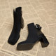 2025 Chunky Heel Trendy Spring and Autumn High-End Slim Boots for Women, Autumn and Winter Brown High-Heeled Short Boots, Early Autumn French Style Ankle Boots