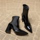 Genuine Leather, Very Stylish and Fashionable High-Heeled Short Boots for Women, 2025 Autumn and Winter New Style, European and American Style, White Elegant High-Heeled Shoes