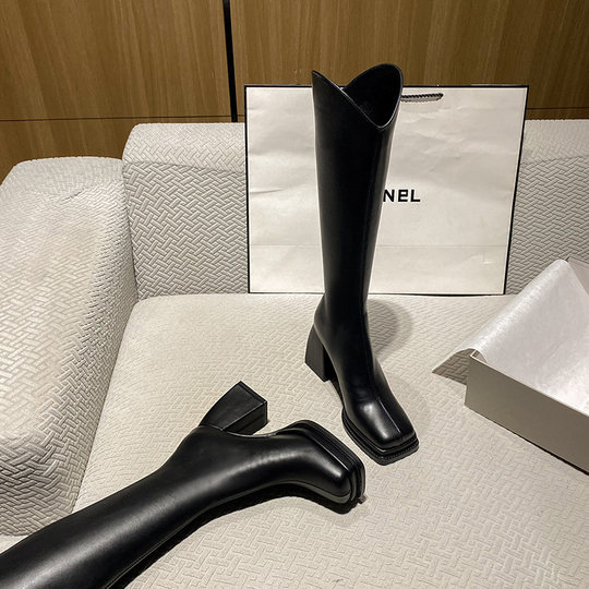 Genuine Leather, Very Stylish, Early Autumn Thick-Soled, Height-Increasing Long Boots for Petite Women, Super Popular, 2025 Autumn and Winter High-Heeled Long Boots