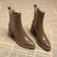 Genuine Leather, Very Stylish, Early Autumn French-Style High-Heeled Short Boots for Women, 2025 Autumn and Winter, Super Popular, Comfortable Chelsea Boots