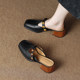 Sheepskin Retro Style High-Heeled Closed-Toe Mules for Women, Summer 2025 New Model, Slip-On, High-End Feel Sandals