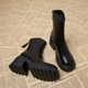 Genuine Leather Platform High-Heeled Super Popular Short Boots for Women, Trendy in 2025 Autumn and Winter, New European and American Style Thick-Soled Boots