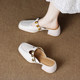 Sheepskin Retro Style High-Heeled Closed-Toe Mules for Women, Summer 2025 New Model, Slip-On, High-End Feel Sandals