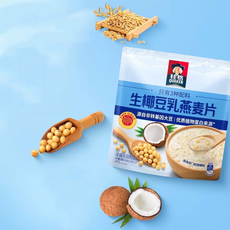 桂格即食生椰豆乳燕麦片速溶冲饮麦片健康营养早餐代餐