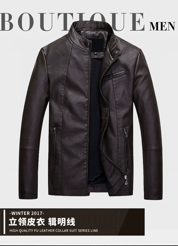 Đặc biệt hàng ngày mùa thu và mùa đông Hained leather nam cổ áo mỏng và áo khoác da nhung xu hướng trẻ trung áo khoác da Hàn Quốc