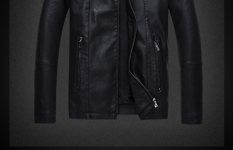 Đặc biệt hàng ngày mùa thu và mùa đông Hained leather nam cổ áo mỏng và áo khoác da nhung xu hướng trẻ trung áo khoác da Hàn Quốc áo khoác hoodie nam