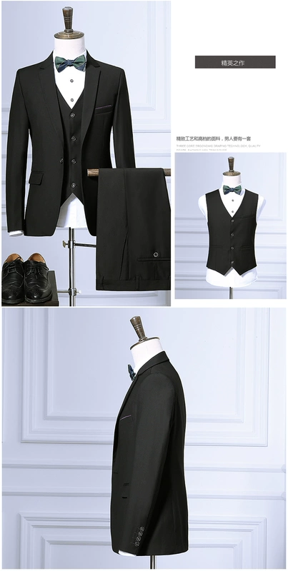 Bộ đồ vest nam ba mảnh Bộ đồ mỏng phù hợp với kinh doanh chuyên nghiệp trang phục phù rể chú rể