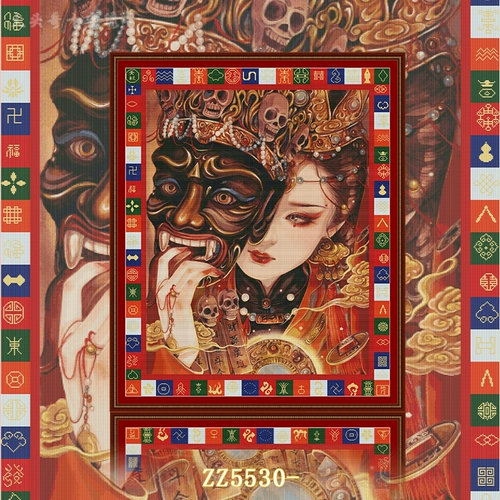 С металлической нитью [ZZ5542-Закирам прошлая и настоящая жизнь] вышивка крестом 2025 прихожая вертикальная версия большая