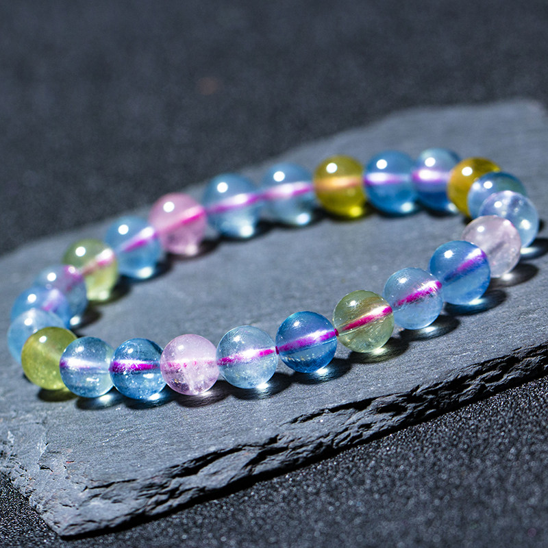 Natural crystal bracelet High ice permeable body Morganite Small fresh candy hand string Green ghost cornucopia live to pick up leakage