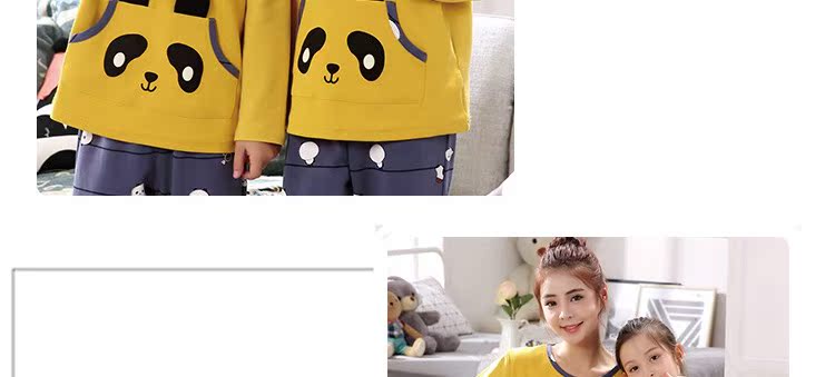 Bộ đồ ngủ cha mẹ trẻ em mùa thu dài tay cotton gia đình ba bộ đồ ngủ hoạt hình lợn pecs mẹ và con gái phục vụ nhà mùa đông đồ ngủ nam