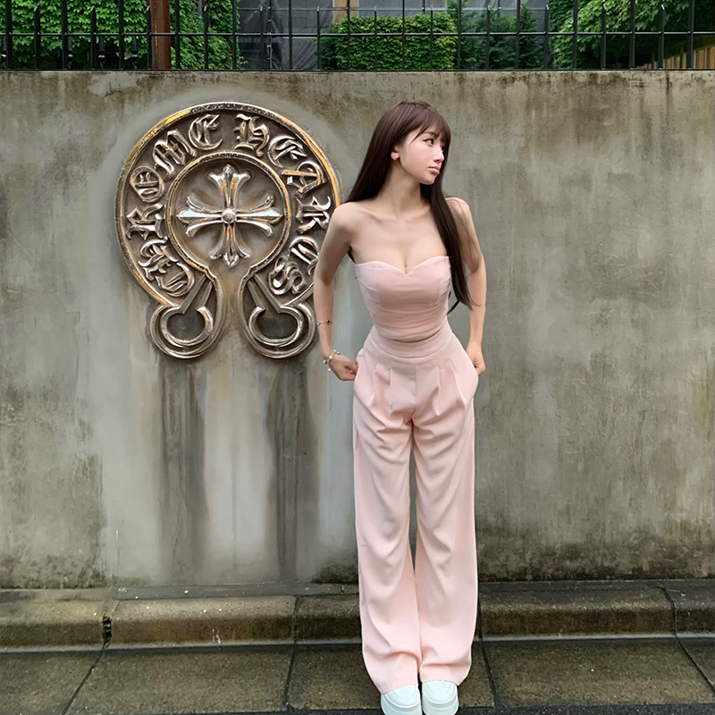 Soft Meat Sauce [Sweet Cool Kitty] Pure Desire Style Sexy Tube Top Women's Slim Fit Set Straight Leg Pants Summer