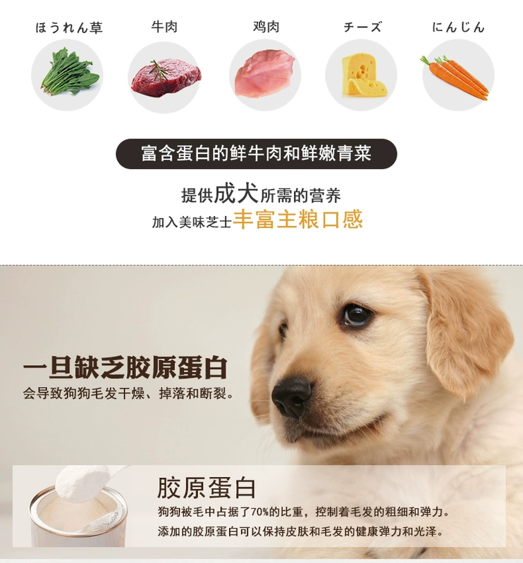 Nhật Bản Duo Ge Fu Đậu nành Chó nhỏ dành cho người lớn Hạt nhỏ Làm đẹp Thức ăn mềm Thịt bò Hương vị 800g Thức ăn cho chó Hạt chính giá thức ăn cho chó