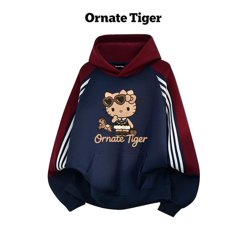 New Ornate Tiger Autumn 2026 Casual Sunglasses Kitty Print Hooded Relaxed Sweatshirt Women's Jacket New Ornate Tiger Autumn 2026 Casual Sunglasses Kitty Print Hooded Relaxed Sweatshirt Women's Jacket