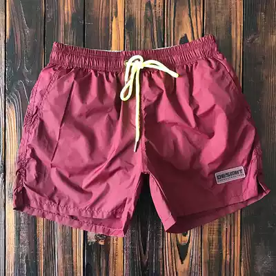 Men's solid color quick-drying lined beach pants seaside vacation men's fitness sports three-point shorts hot spring swimming trunks