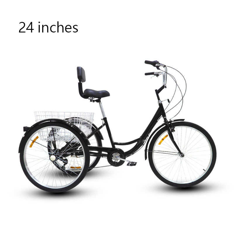 Export 24inch Speed Adult Pedal Tricycle Human-Powered Tricycle for Elderly People Foot-Operated Elderly Tricycle