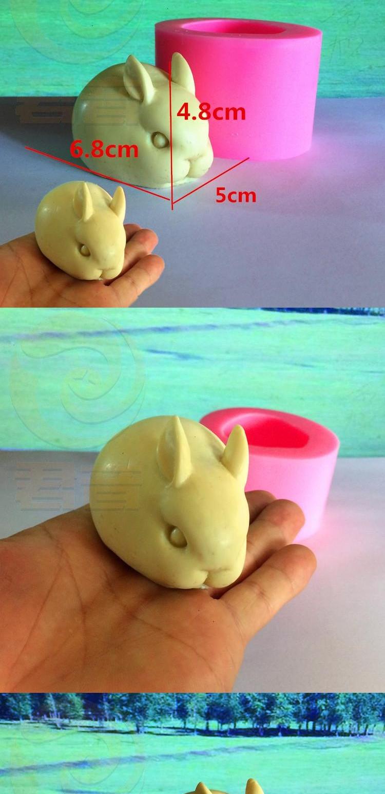 3D stereo thỏ trắng silicone khuôn DIY handmade xà phòng fondant khuôn sô cô la nến nến khuôn bánh flan