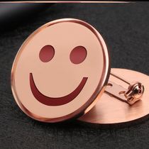 Waiter cute kgold logo Clerk staff suction stone high-end round personality smile star badge smiley face