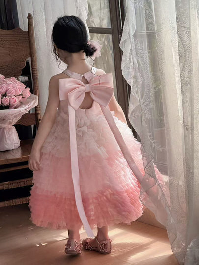 Mädchen Farbverlauf Rosa Schwerindustrie Kuchenrock Sommer Pailletten Puffy Geburtstag Prinzessin Rock High-End-Kleid Rock Geburtstagsrock