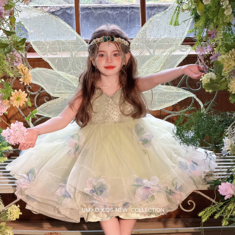 The Wizard of Oz! Girls' Green Mesh Fairy Princess Dress, Stunning Tutu Skirt, Children's Day Performance Dress