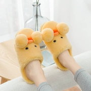 Dép cotton nữ dễ thương nhà dày mùa đông phiên bản Hàn Quốc của túi hoạt hình với giày mặt trăng đôi lông thú trong nhà giày cotton chống trượt