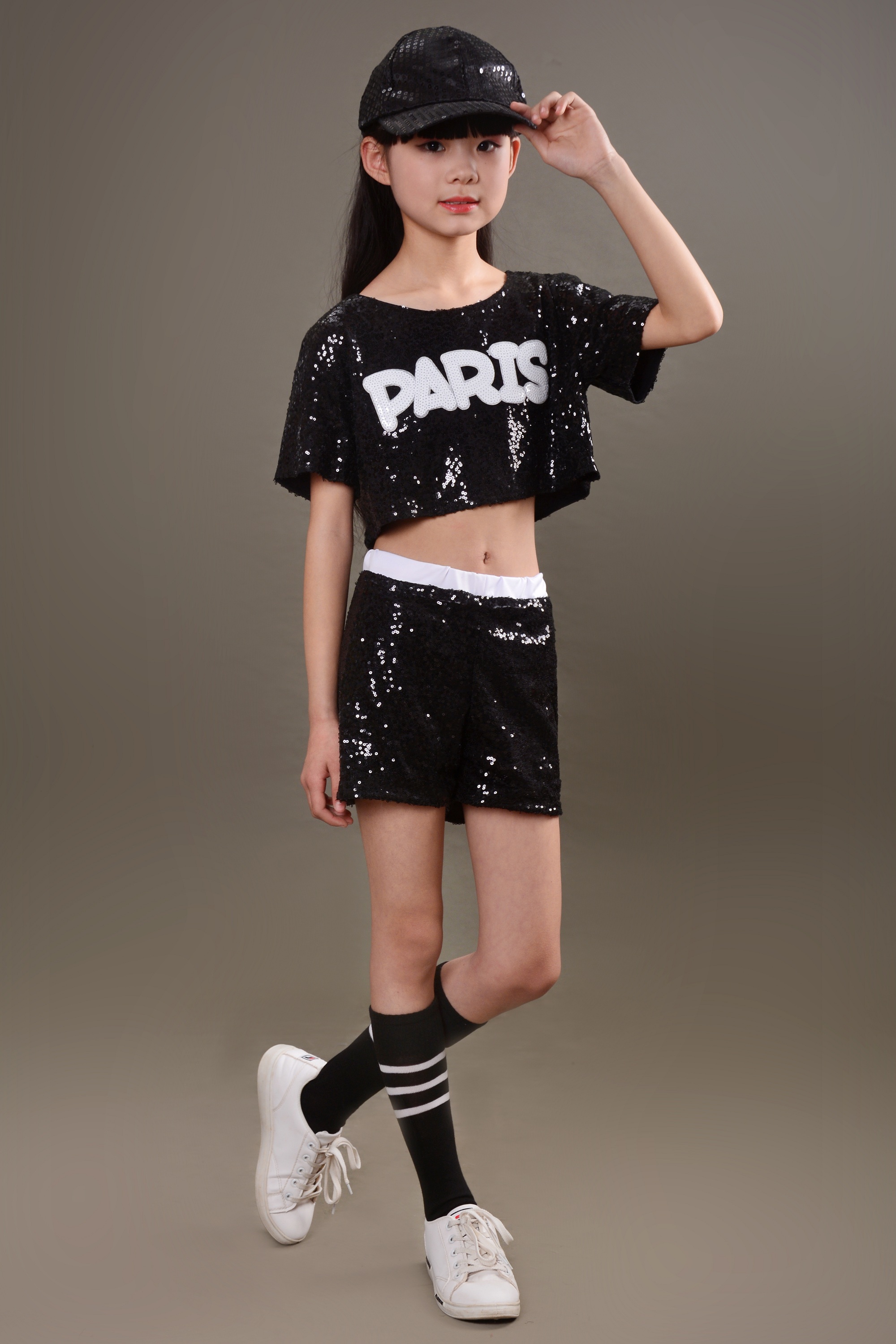 Bộ đồ nhảy jazz của trẻ em phù hợp với đội cổ vũ hip hop trang phục hip hop nữ sinh đường phố nhảy hiện đại thời trang cho bé