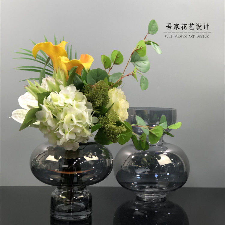 Modern Light Extravagant Emulation Floral Suit-style Suite Room Hotel Clubhouse Designer Retro Green Glass Table Flowers