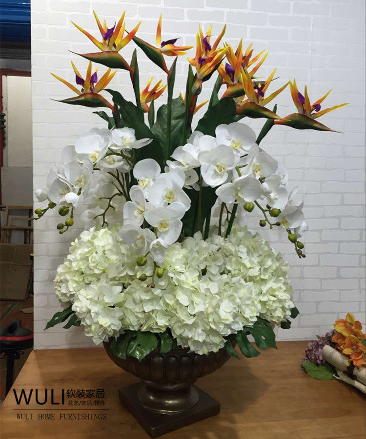 High-end Emulation Flowers Large Landing Flower Art Villa Hotel Mall KTV clubhouse Foyer Uan Guan Fake Flower Pendulum