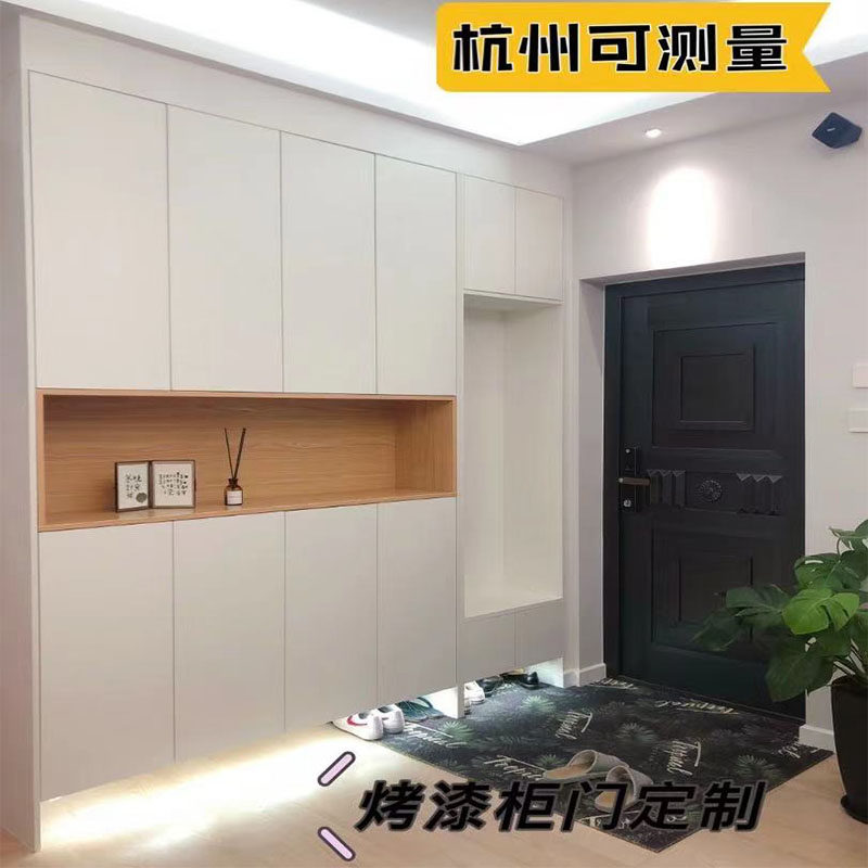 Hangzhou measured multi-layer solid wood paint cabinet door customized modern simple whole cabinet closet door matte bright custom