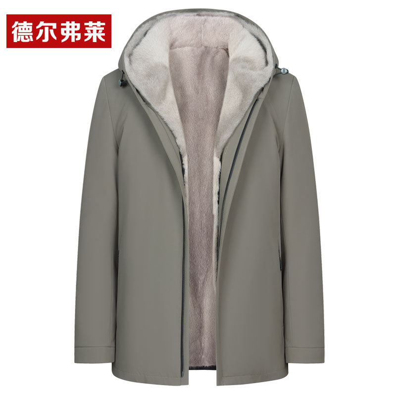 New Style Mink Lining Parka for Men, Fashionable Hooded Full Mink Fur Winter Simple Warm Mink Coat with Mink Sleeves New Style Mink Lining Parka for Men, Fashionable Hooded Full Mink Fur Winter Simple Warm Mink Coat with Mink Sleeves