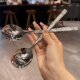 Ice pattern spoon thickened stainless steel household adult rice spoon long handle spoon eating western food spoon student spoon spoon