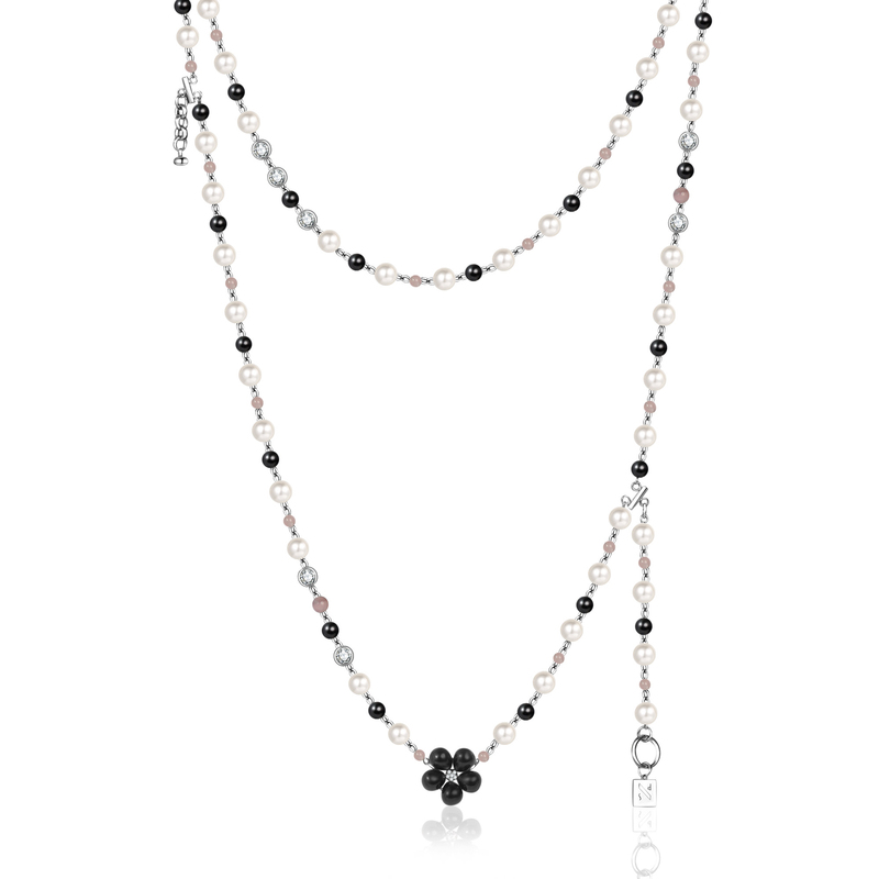 Nong'Sday Series Purple-Black Grape Blue Gold Champagne Light Luxury Style Pearl Double-Layer Versatile Sweater Chain Necklace