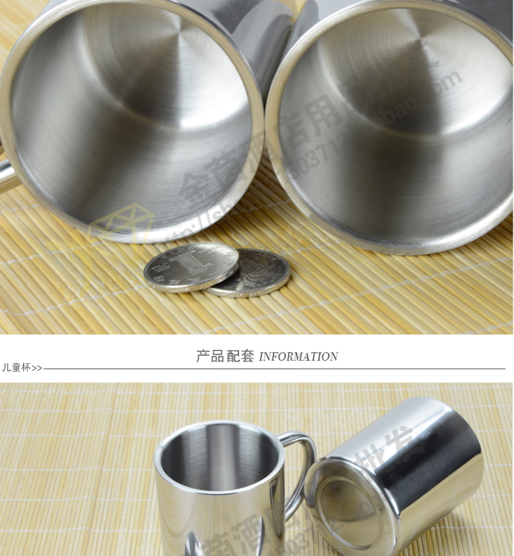 Thép không gỉ cốc nước trẻ em dày hai lớp cup 304 cup sinh viên tùy chỉnh mẫu giáo tay cup cup