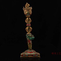 Guyi Xuan pure copper inlaid gem tool Vajra Pestle tantric Horse Head Vajra demon pestle