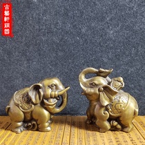 Pure copper elephant ornaments a pair of absorbent elephants rich feng shui bronze elephant crafts shop opening gifts