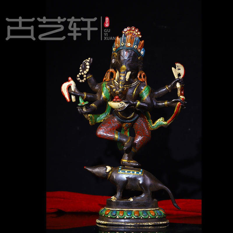 Pure Brass Color Ploy Nose Wealth Tibetan Buddhist Nepal craftsmanship pure copper inlaid jewel elephant trunk Elephant Trunk of the Gods