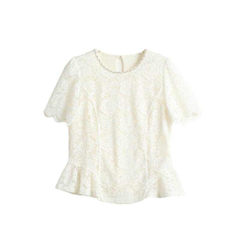 【Vitality Beads】 "Rose Love" Heavy Lace Beaded Waist-Cinching Top M8Xs47315