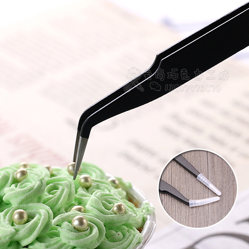Baking tools stainless steel precision tweezers cake decoration sugar bead elbow clip fruit flower plate pliers