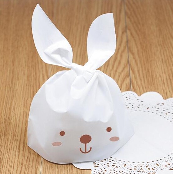 Baking cute rabbit ears pastry food packaging bag self-tie portable cute plastic bag biscuit nougat bag