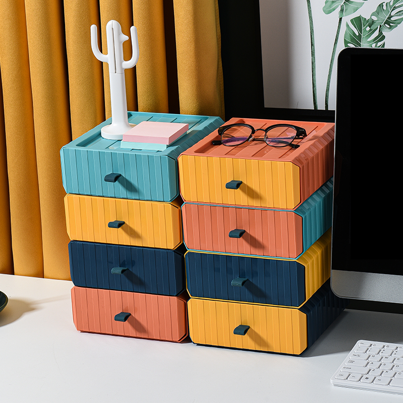 Desktop drawer-type collection box cosmetics office dormitory student desk to organize stationery storage box