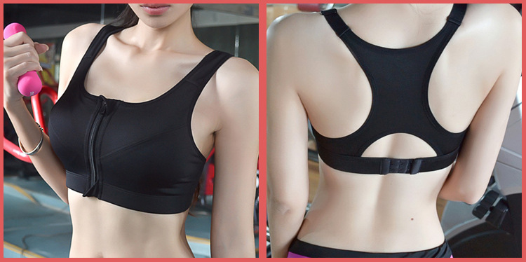 Simple Style Solid Color Spandex Polyester Zipper Active Tops Bra display picture 1