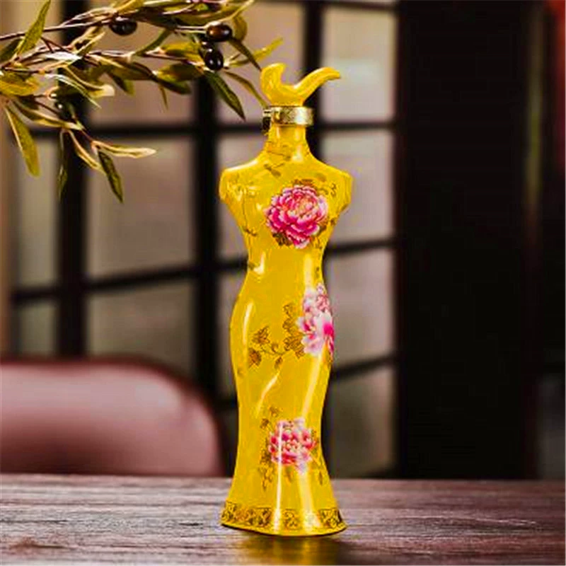 Jingdezhen 1 kg tải gốm trang trí trang trí chai rượu vang một pound bốn con sườn xám đẹp con rồng và phượng rượu với bình ly rượu whisky cao cấp