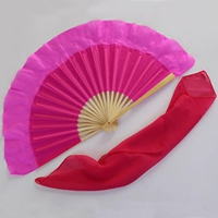 8 -INCH ROSE RED FAN+ROSE RED SILK SCARF