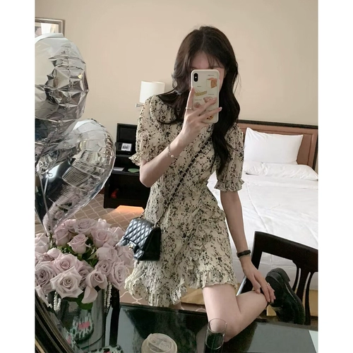 Платье, осенняя летняя элитная юбка, в цветочек, французский стиль, подходит для подростков